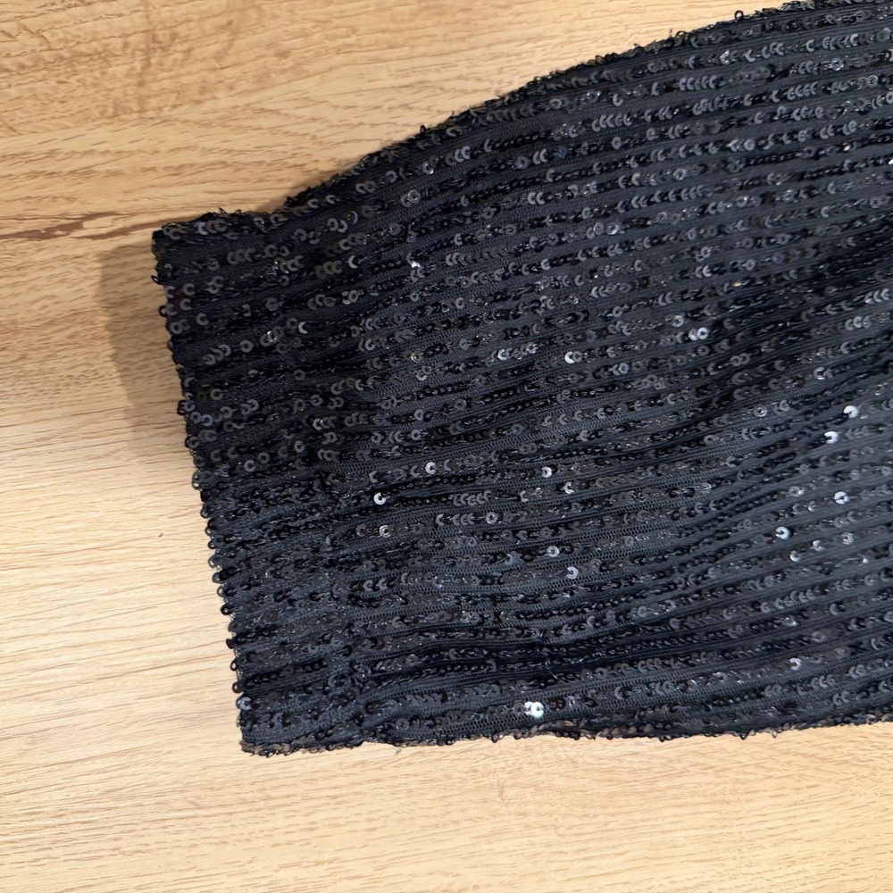 LOFT Womens Black Sequin Jogger Pants Elastic Waist Size Medium Sparkly Holiday - Picture 6 of 8